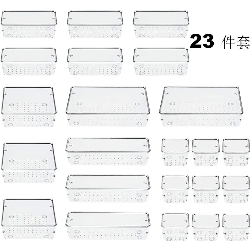 Home Plastic Transparent Drawer Storage Box Set (5 Sizes)