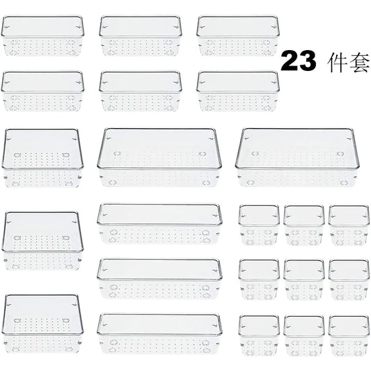 Home Plastic Transparent Drawer Storage Box Set (5 Sizes)