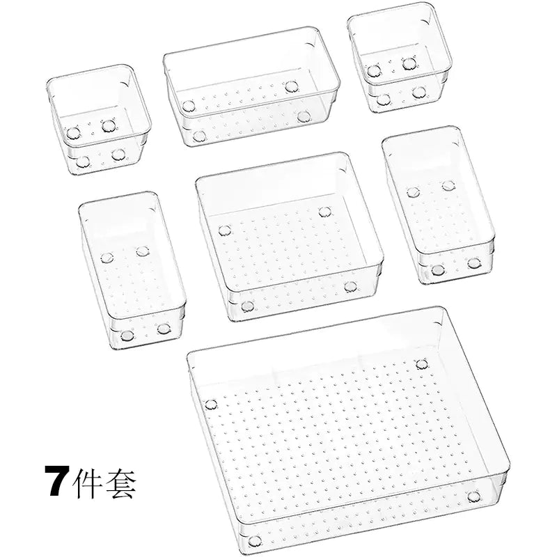 Home Plastic Transparent Drawer Storage Box Set (5 Sizes)