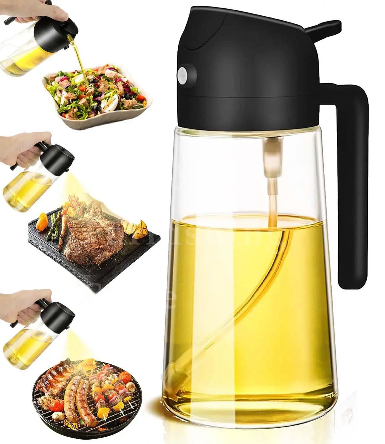 2 In 1 Oil Sprayer Bottle BBQ Cooking Oil Dispenser Olive Oil Pourers Sprayer Kitchen Baking Oil Mister Vinegar Bottle