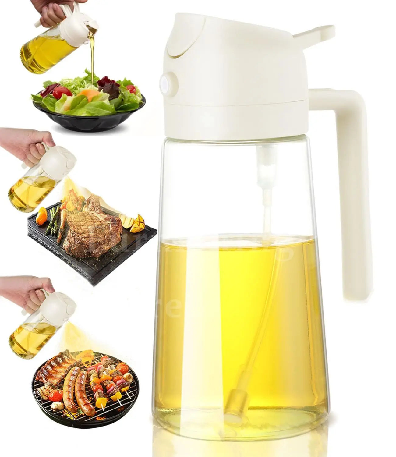2 In 1 Oil Sprayer Bottle BBQ Cooking Oil Dispenser Olive Oil Pourers Sprayer Kitchen Baking Oil Mister Vinegar Bottle